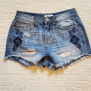 Mudd distressed embellished jean shorts size 3